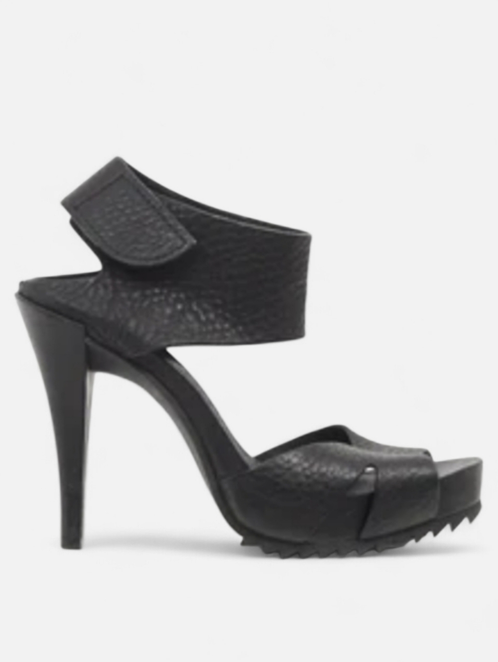 PEDRO GARCIA Penny Leather Cork Platform Pump Heel Black Adjustable Strap 8.5